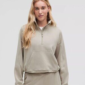 Lululemon Brushed Softstreme Half-Zip Beige Tan Stone Size 4 EUC
